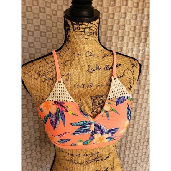 Girls Bikini Top Neon Floral Swimwear Bathing suit Top XL 14/16 NWT - Picture 6 of 9